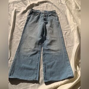 MOTHER Wide-Leg High-Rise Jeans — Light Blue Wash